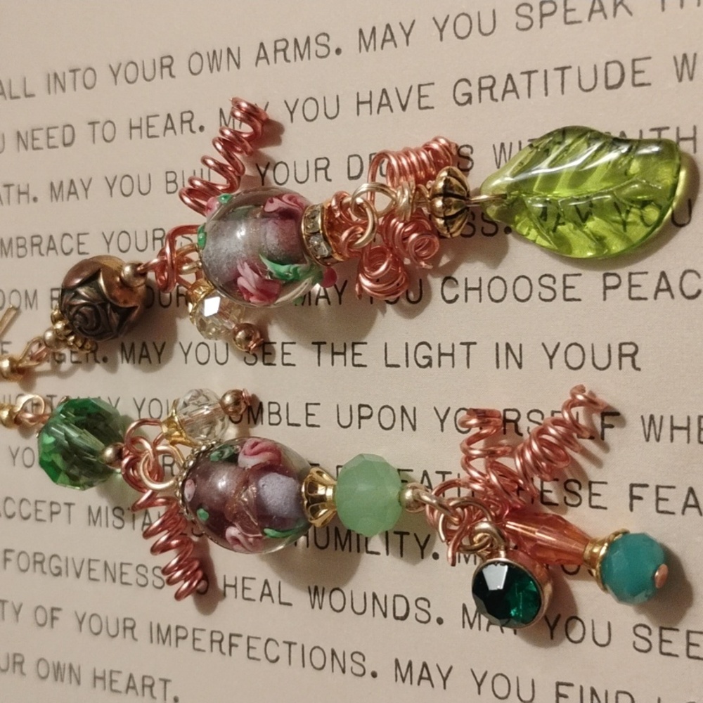 Whimsical Forest Earthly Inspired Handcrafted bead Earrings